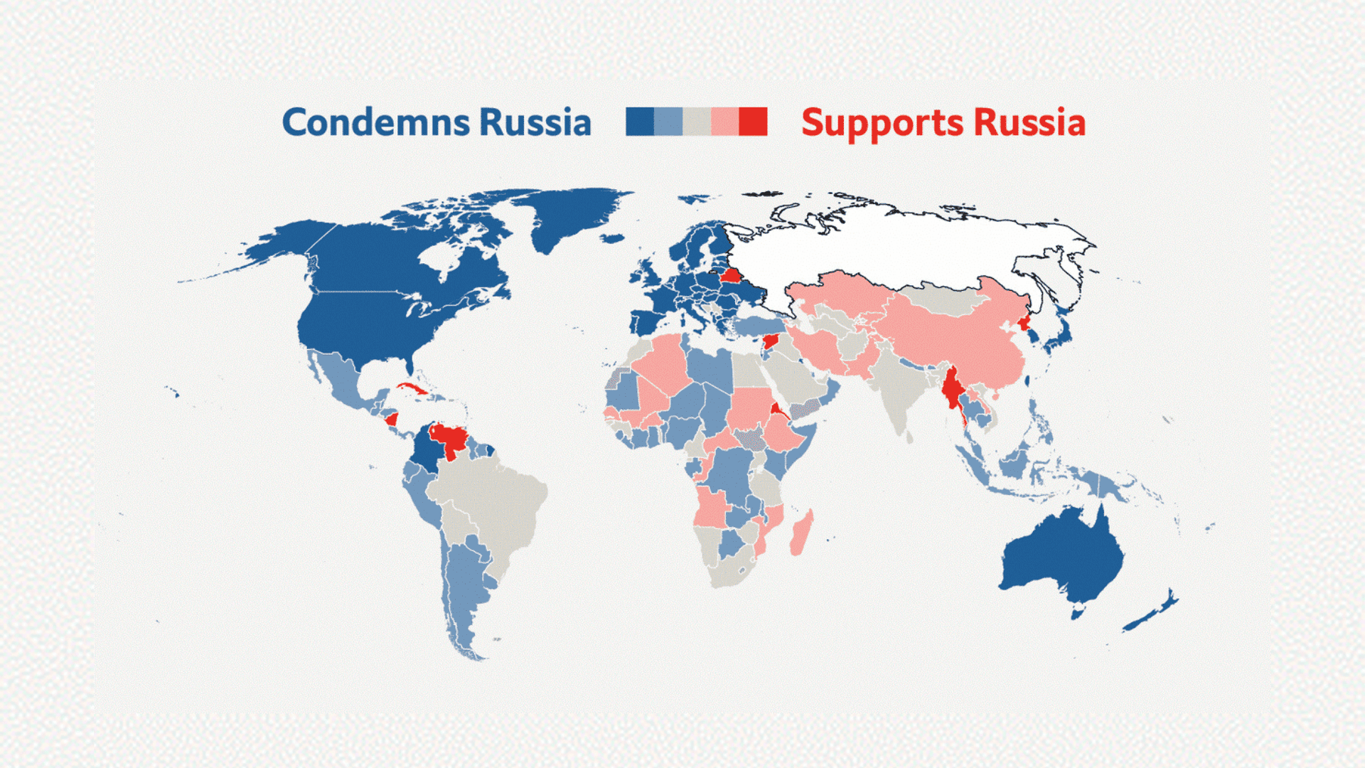 Unprecedented Response to Russian Invasion - Image Source-Who Are Russia’s Supporters, The Economist (Apr. 4, 2022)